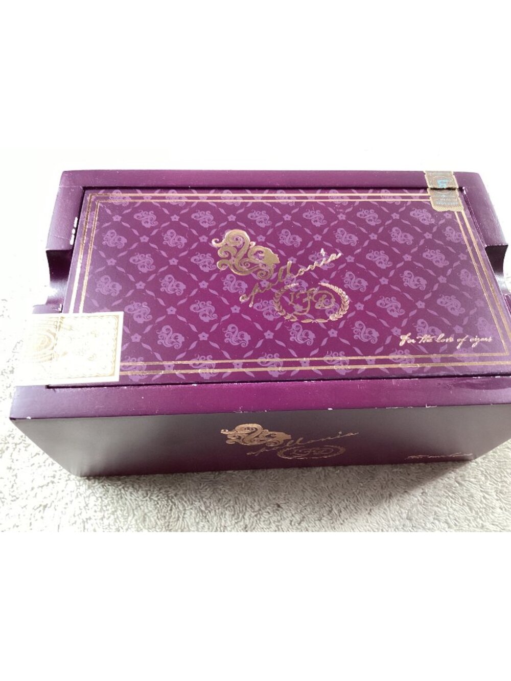 La Flor Dominicana LFD Apollonia Purple & Gold Wooden Cigar Storage Boveda Box